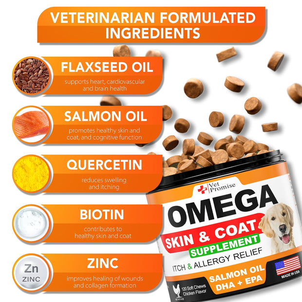 Omega 3 for Dogs   Dog Skin and Coat Supplement   Fish Oil for Dogs