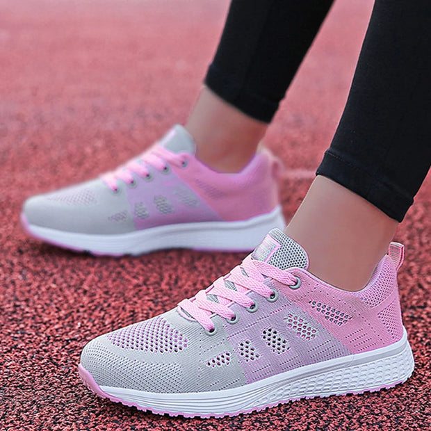 Breathable Women's Sneakers 2024 New Fashion Outdoor Comfortable Sneakers Women Mesh Fabric Lace Up Female Footwear Women Shoes