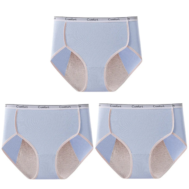 3pcs Girl Menstrual Panties Women's Physiological Briefs Ladies Period Leak Proof Panty High Waist Cotton Underwear