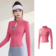 Y2k Outdoor Tracksuit Jacket Slim Fit Long Sleeved Fitness Coat Yoga Crop Top With Tight Breathable Standing Yoga Fitness Jacket