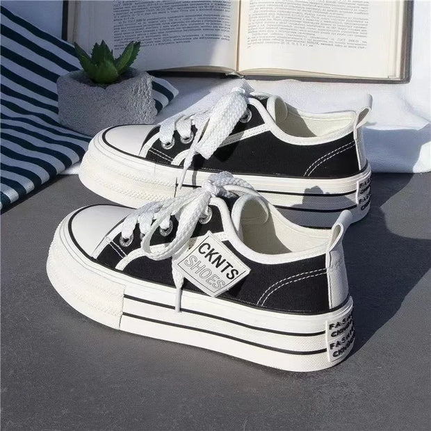 2024 New Women Shoes Casual Height Increasing Platform Canvas Shoes Women Summer Outer Sneakers Slip on Sandals Vulcanize Shoes