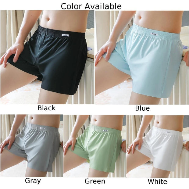 Men Sleep Bottoms Boxershorts Ice Silk Boxer Shorts Underwear Comfortable Panties Breathable Underpants Arrow Pants Loungewear