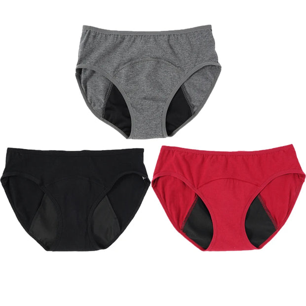 3PCS Cotton Menstrual Panties Leak Proof Briefs Women Physiological Pants Female Quick-dry Underwear Plus Size M-3XL