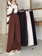 Gray Woolen Casual Pants Wide Leg Pants Women's Winter High Waist Hanging Feeling Slimming Straight Leg Pants