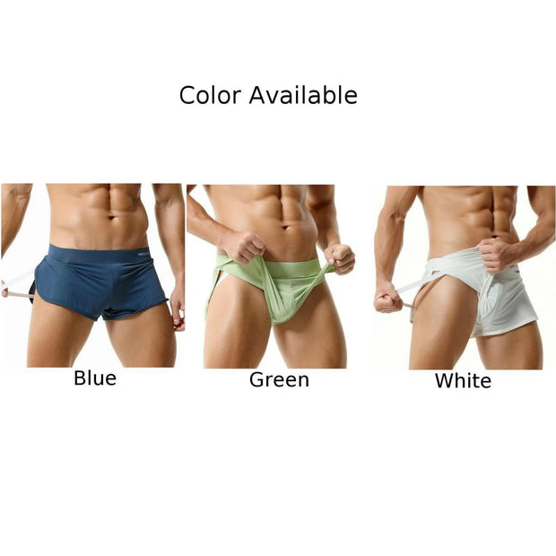 Men's Bikini Pants Comfortable Silky Mesh Boxer Shorts Split Pajama Bottoms Underwear Sleepwear Breathable Underpants