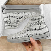 INSTANTARTS Casual Lace Up Sneakers for Ladies Music Notes Brand Design Classic High Top Canvas Footwear Vulcanized Flat Shoes