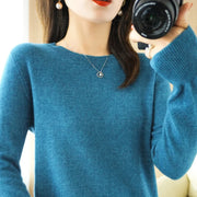 Autumn And Winter Cashmere Sweater Women's Crew Neck Pullover Casual Knitted Top Women's Short Undercoat Fashion 18 Colors