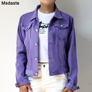 Denim Coat For Women Casual Chaqueta Mujer Casaco Jaqueta Feminina New Spring Autumn Purple Short Jeans Jackets Coats Outerwear