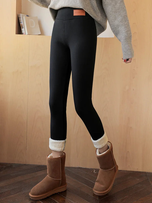 Women Winter Warm Velvet Thick Leggings High Elastic Comfortable Solid Color Tight High Waist Pants Fashion Slim Streetwear