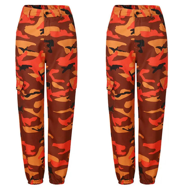 Autumn Winter Casual Camo Cargo Pants Women Joggers Baggy Trousers Military Army Camouflage Combat Sweatpants