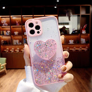 Buy 1 Get 1 Free Sequins Glitter Case with Love Stand for iPhone