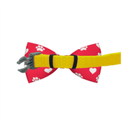 Valentines Day Paw Prints & Hearts Red Dog Bow Tie