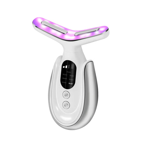 Rechargeable Face and Neck Massager with 7 Colours LED and Heat Mode,