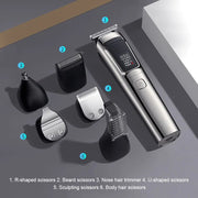 Mens IPX6 Waterproof Body Electric Shaver Beard Trimmer Nose Hair