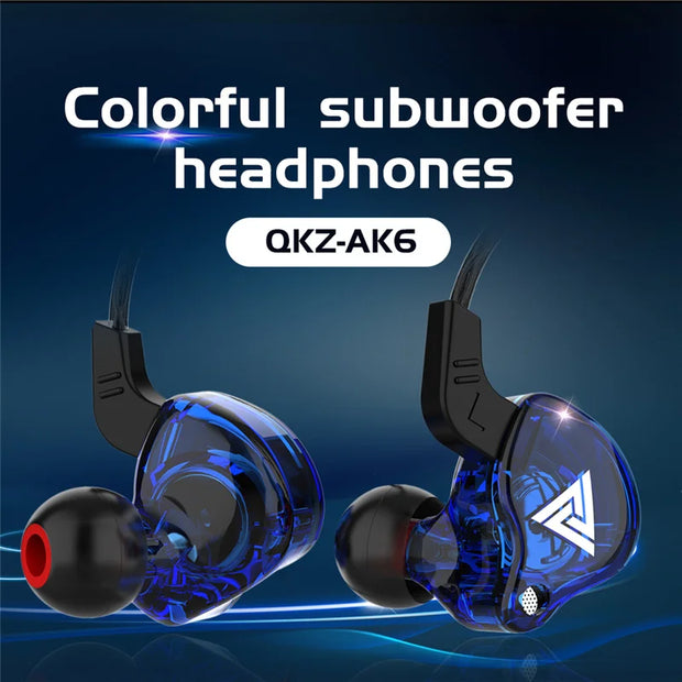 Original QKZ AK6 Copper Driver HiFi Wired Earphone 3.5MM Race Sport