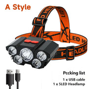 5 LED Flashlight Rechargeable with Built in Battery Strong Light