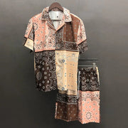 Ethnic Cashew Flower Casual Loose men short Set