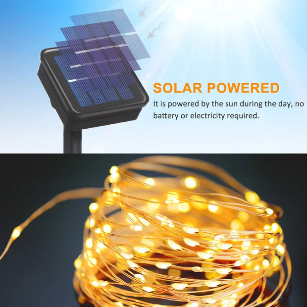 Solar Light Outdoor Waterproof 50/100/200/300 LED Lamp String For