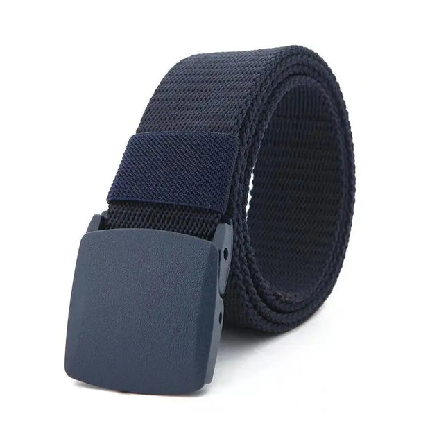 Men's Canvas Belt Plastic Buckle Metal-Free Tactical Waist Belt