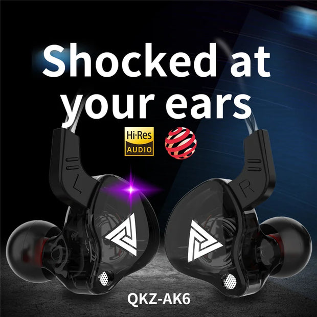 Original QKZ AK6 Copper Driver HiFi Wired Earphone 3.5MM Race Sport