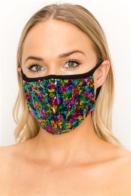 FASHION MASK 101-FL6-MULTI-SW315-sequin double layer contoured face