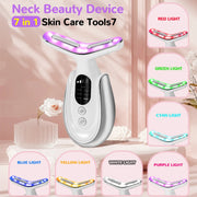 Rechargeable Face and Neck Massager with 7 Colours LED and Heat Mode,