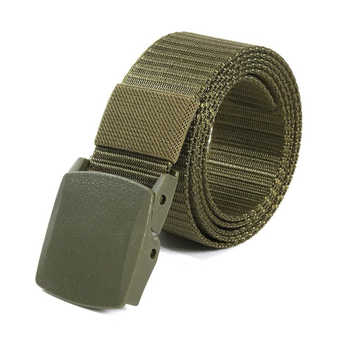 Men's Canvas Belt Plastic Buckle Metal-Free Tactical Waist Belt