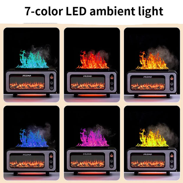 Fireplace Diffuser 7 Colors LED Ultrasonic Aroma Essential Oil 3D