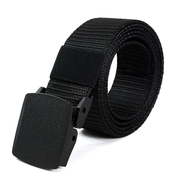 Men's Canvas Belt Plastic Buckle Metal-Free Tactical Waist Belt