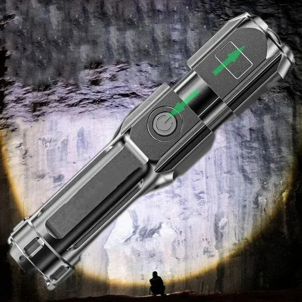 Telescopic Zoom Tactical Flashlights Rechargeable LED Torch 4 Lighting