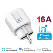 Tuya 16A 20A EU Smart Socket WiFi Smart Plug With Power Monitoring