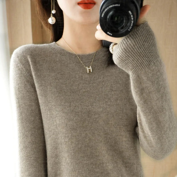 Autumn And Winter Cashmere Sweater Women's Crew Neck Pullover Casual Knitted Top Women's Short Undercoat Fashion 18 Colors