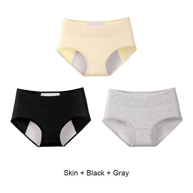 3PCS Women's Menstrual Panties for Urinary Incontinence Woman Anti Leak Panties Briefs Period Pants Underwear Cotton Brief Proof