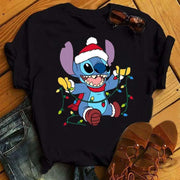 Kawaii stitch T Shirt Women Summer Tops Cartoon Heart Graphic Tees Cute Anime T-shirt Female Tshirt  Clothes