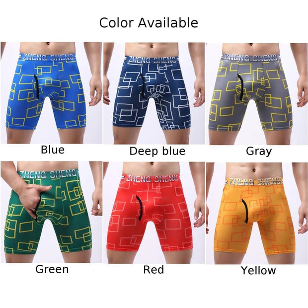 Fashion Hot Sleepwear Underwear Mens Ice Silk Lingerie Long Leg Panties Pouch Shorts Bikinis Trunks Boxer Brief