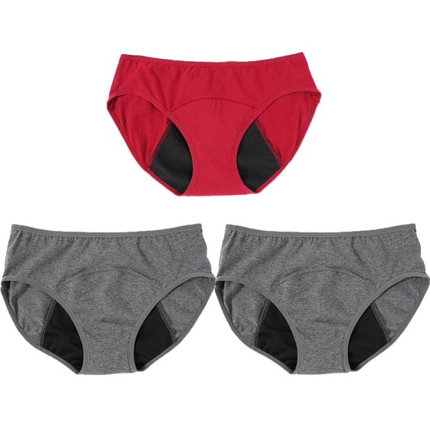 3PCS Cotton Menstrual Panties Leak Proof Briefs Women Physiological Pants Female Quick-dry Underwear Plus Size M-3XL