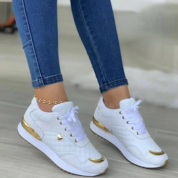 Platform Women Sneakers 2024 New Fashion Lace Up Ladies Casual Flats Outdoor Running Walking Shoes Comfortable Female Footwear