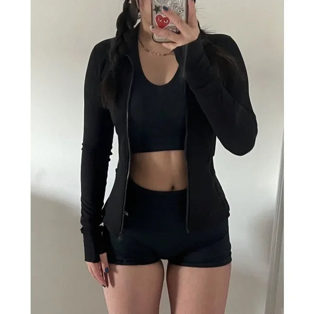 Sports Jacket Women's Slim Fitness Top 2024 Autumn and Winter Yoga Clothes Zipper Casual Polished Jacket