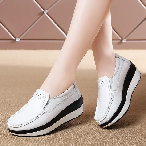 Spring Women's Loafers Comfortable Female Vulcanized Shoes Wedge  Orthopedic Slip-on Platform Shoes for Women