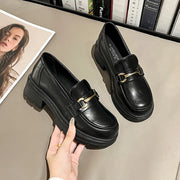 Hight Quality 2025 Spring New Business Casual Style Black Patent Leather Loafer For Women's Daily Dress Height Increasing Shoes