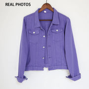 Denim Coat For Women Casual Chaqueta Mujer Casaco Jaqueta Feminina New Spring Autumn Purple Short Jeans Jackets Coats Outerwear