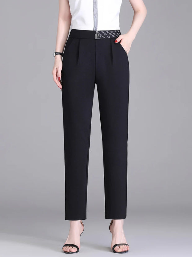 2022 Women Spring Autumn Trousers Suits High Waisted Pant Fashion Office Lady Black Elegant Casual Famale Pencil Pants S-5XL