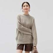 SENTUBILA Women Oversized Sweater Loose Pullovers 2024 Winter Warm Knitwear Long Sleeve Cable Knit Top Female Jumpers W44E57203