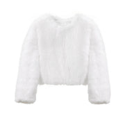 Iconic Street Fashion Week Luxury Brand Gardient Cropped Faux Fur Coat Women Winter 2024 Hot Cool Girls Fluffy Short Fur Jacket