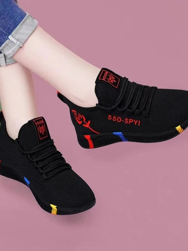 Women's Breathable Non-slip Platform Fashion 2023 Autumn New Casual Shoes Korean Running Shoes Black Sneakers shoes for women