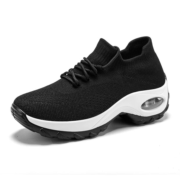 Women Casual Shoes Yellow Walk Shoes Arch Support Casual Sneakers Air Cushion Sport Running Shoes Breathable Autumn Sock Sneaker