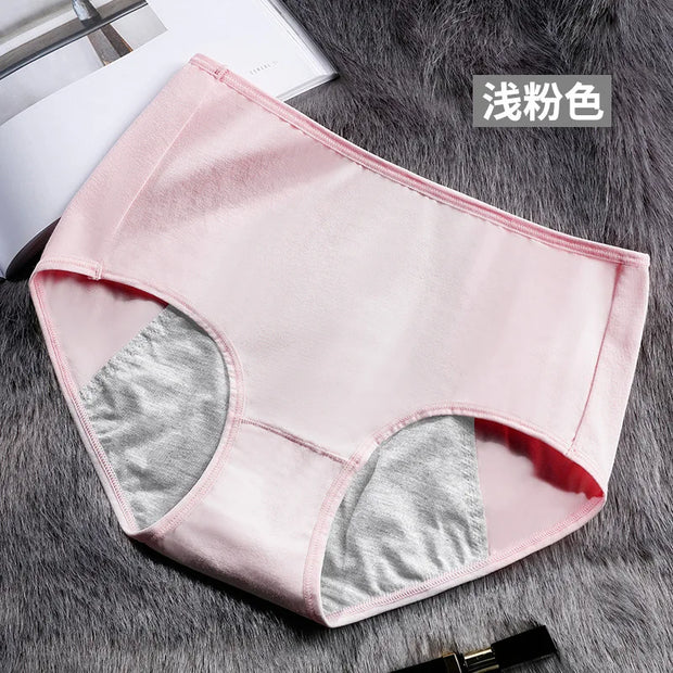 Physiological Underwear Cotton Mid Waist Menstruation Side Leakage Prevention Pure Cotton Breathable Girls Period Briefs