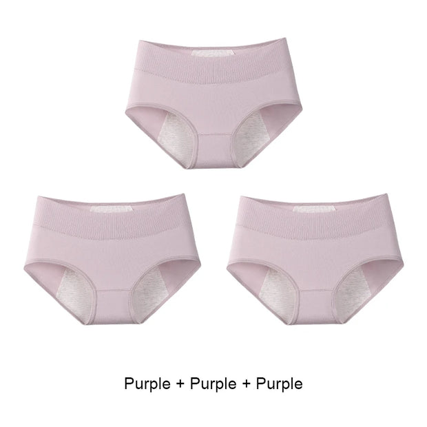 3PCS Women's Menstrual Panties for Urinary Incontinence Woman Anti Leak Panties Briefs Period Pants Underwear Cotton Brief Proof