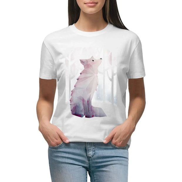 Fox in the Snow T-Shirt plus size tops shirts graphic tees funny Female clothing cropped t shirts for Women