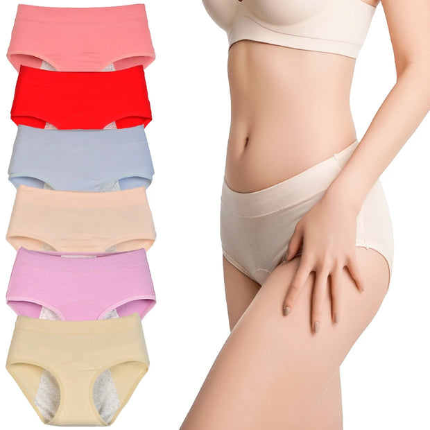 Women Physiological Underwear Menstrual Period Pants Cotton Leak Proof Briefs Medium Waist Postpartum Plus Size Panties XL-6XL